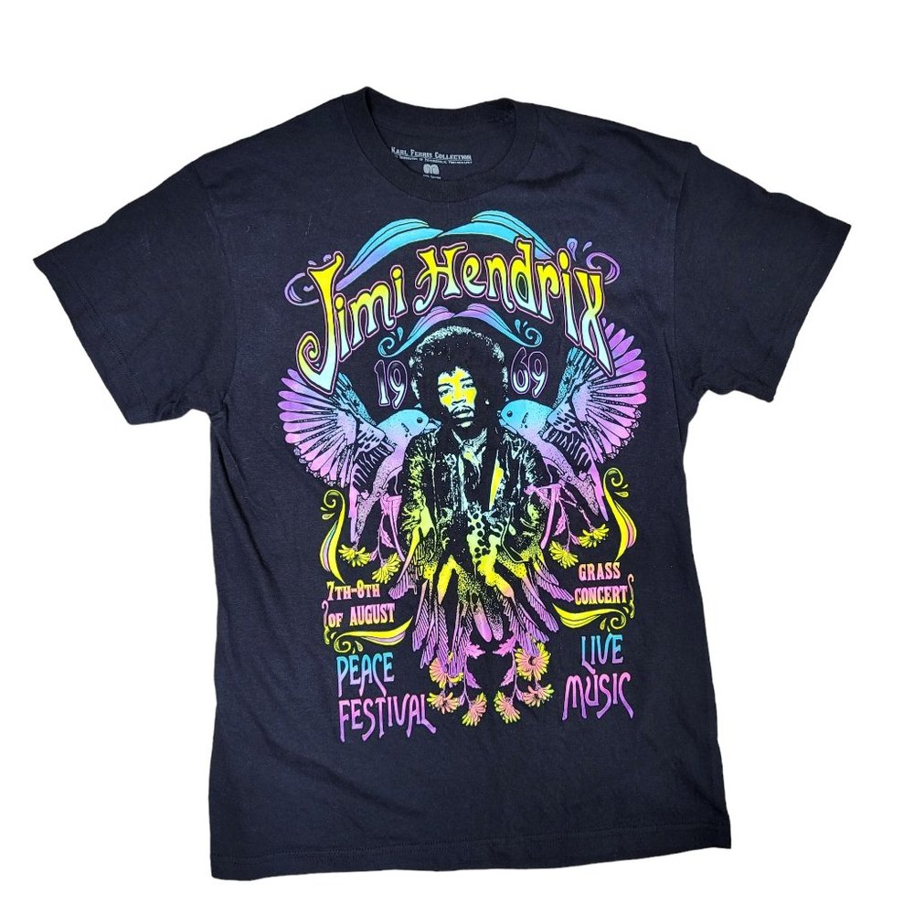 karl ferris collection neon bright blacklight music tee shirt size medium